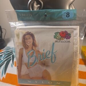 Vintage 3 Pack Fruit Of The Loom Nylon Briefs 1999, Women's 8  White NEW NOS